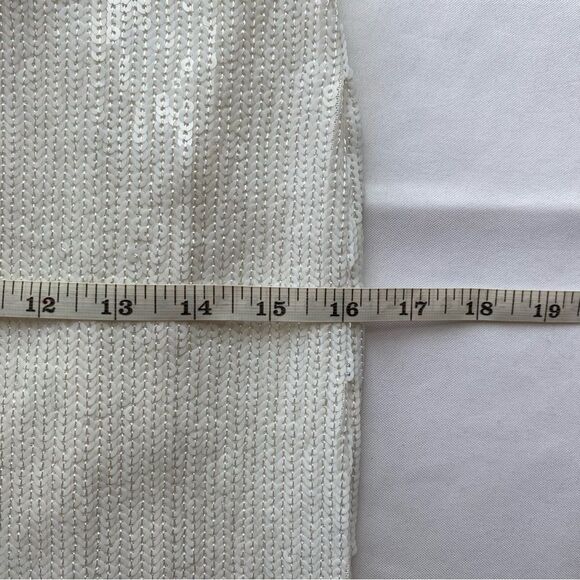 NWOT J. Crew Collection White Fringe Trim with Sequins Sheath Dress Size 6 - Picture 15 of 16